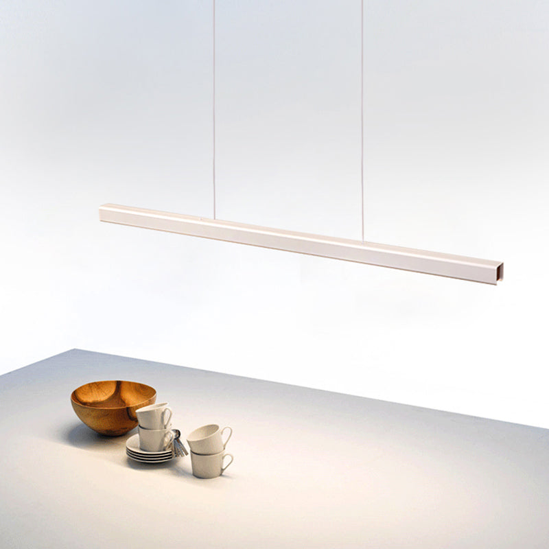 Modern Metal Pendant Lighting Linear Shape Hanging with Acrylic Shade Light in White