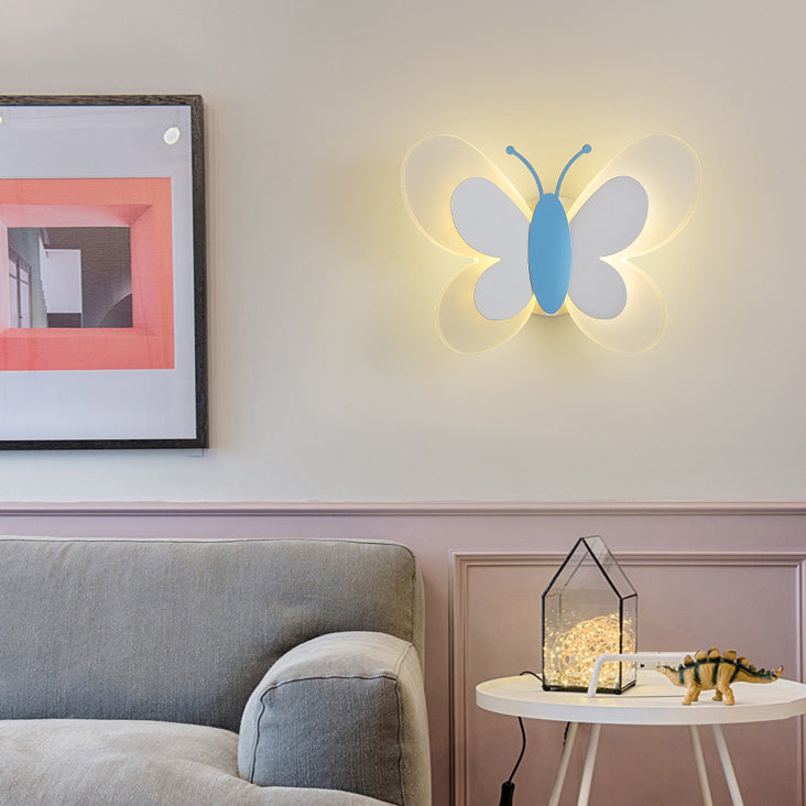 Metal Butterfly Shape Wall Light Kid Style 2 Lights Wall Mount Fixtures