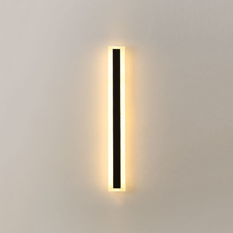 Metal Linear Shape Wall Light Modern Single Light Wall Mount Fixtures in Black