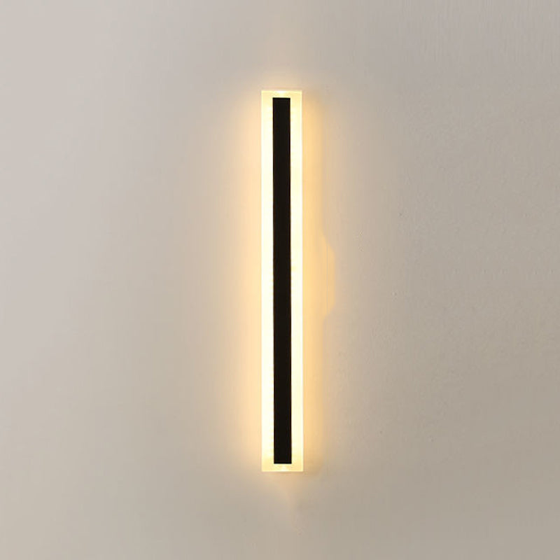 Metal Linear Shape Wall Light Modern Single Light Wall Mount Fixtures in Black