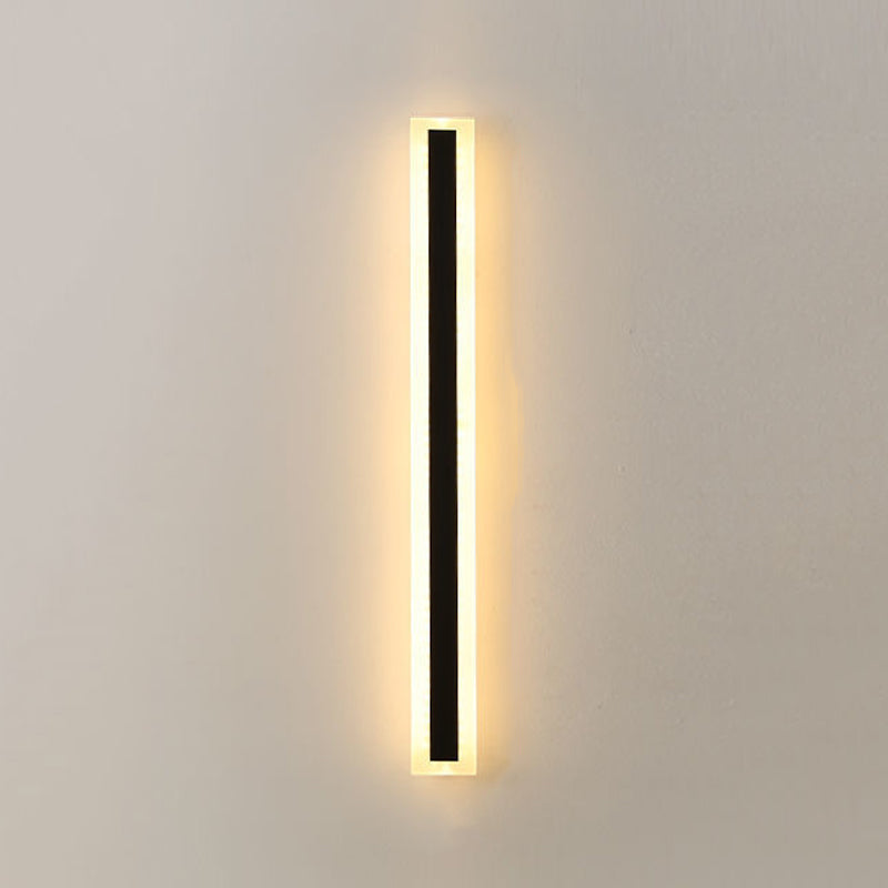 Metal Linear Shape Wall Light Modern Single Light Wall Mount Fixtures in Black
