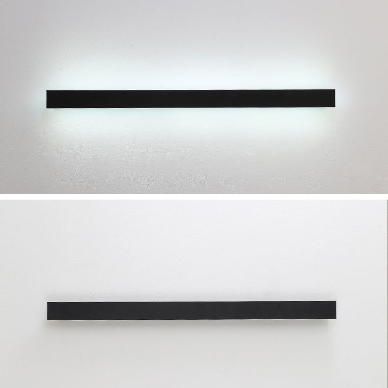 Metal Linear Shape Wall Light Modern Single Light Wall Mount Fixtures in Black