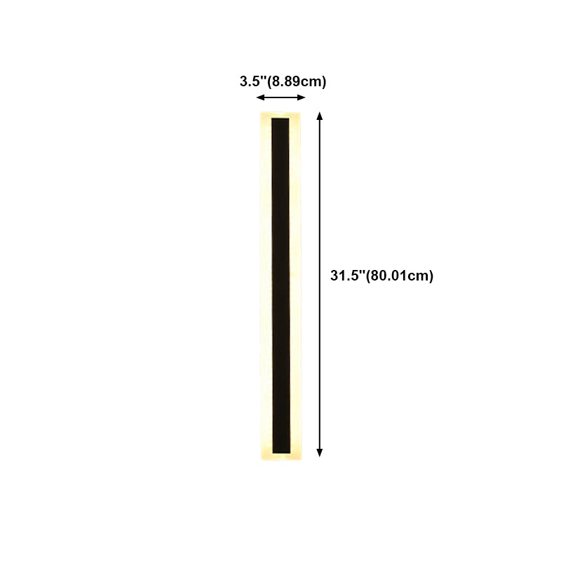 Metal Linear Shape Wall Light Modern Single Light Wall Mount Fixtures in Black