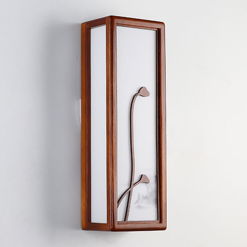 Modern Style Rectangular Shape Wall Sconce Wood 1 Light Sconces for Living Room