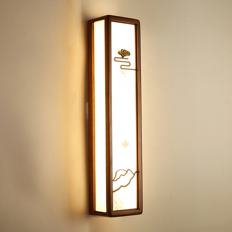 Modern Style Rectangular Shape Wall Sconce Wood 1 Light Sconces for Living Room