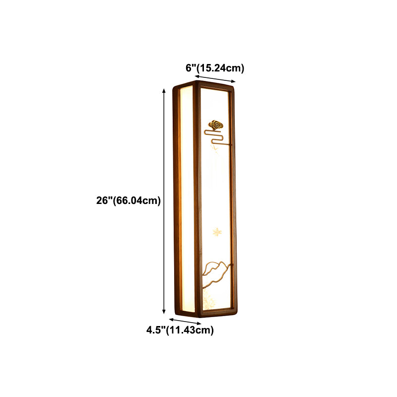Modern Style Rectangular Shape Wall Sconce Wood 1 Light Sconces for Living Room