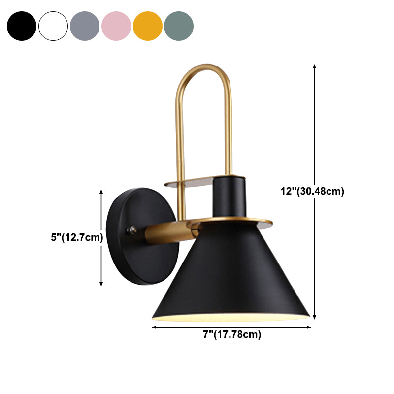 Modern Style Cone Shape Wall Sconce Metal 1 Light Sconces for Corridor