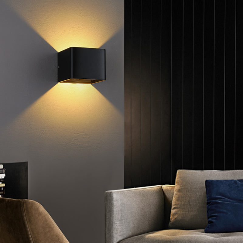 2-Light Square Wall Light Fixtures Modern Style Metal Wall Mount Lamp