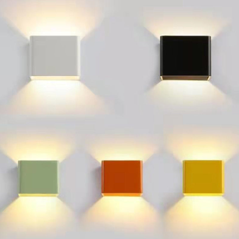 2-Light Square Wall Light Fixtures Modern Style Metal Wall Mount Lamp