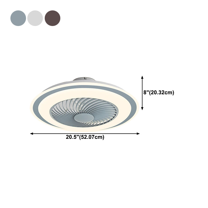 Modern Style Round Shape Ceiling Fan Lamp Metal 1 Light Ceiling Fan Lighting for Bedroom