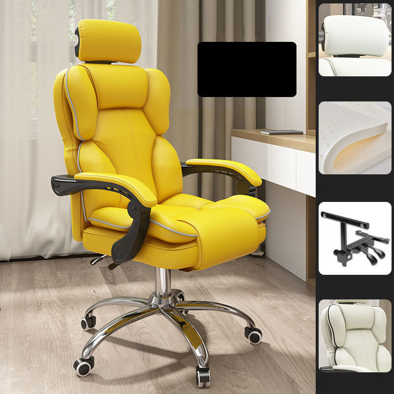 Contemporary High Back Chair Height-adjustable Chair with Wheels