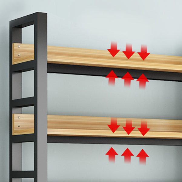 Modern Style Bookshelf Black Frame and Wood Bookcase for Office