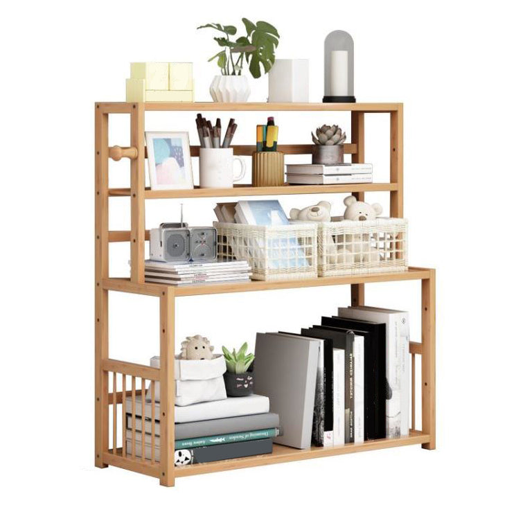 Bamboo Shelf Bookcase Natural Open Back Bookcase for Study Room