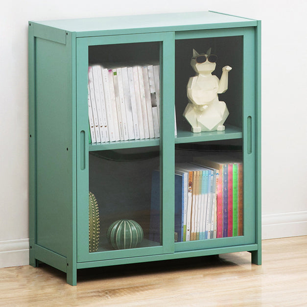 Vertical Bookcase with Doors Bamboo Book Shelf for Home Office