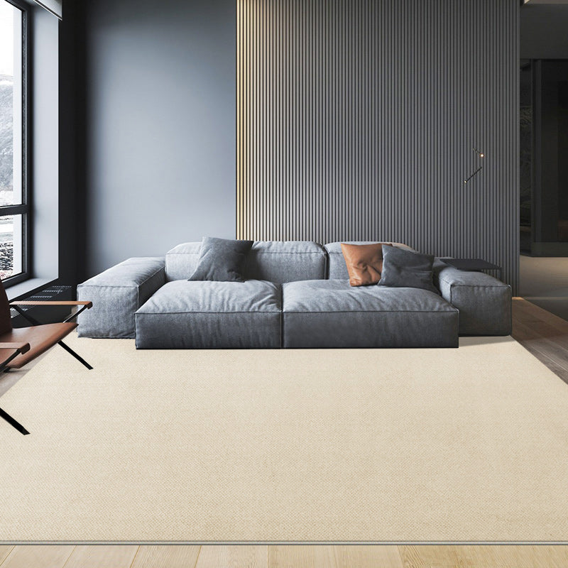 Beige Modern Rug Polyester Pure Color Indoor Rug Washable Rug for Home Decor