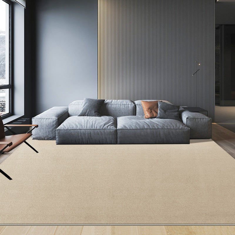 Beige Modern Rug Polyester Pure Color Indoor Rug Washable Rug for Home Decor