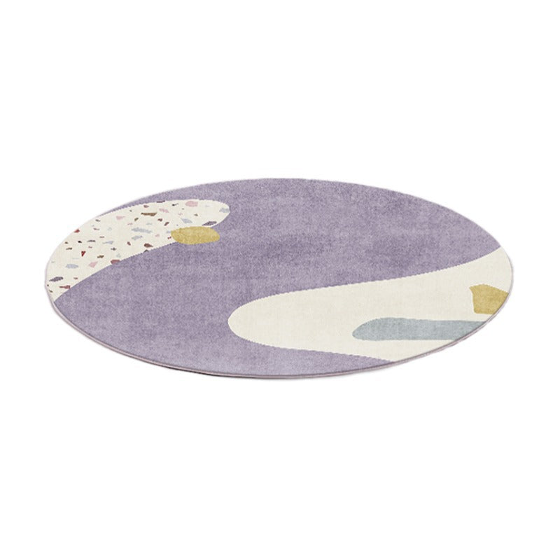 Purple Nordic Rug Polyester Contrast Color Indoor Rug Stain Resistant Rug for Living Room