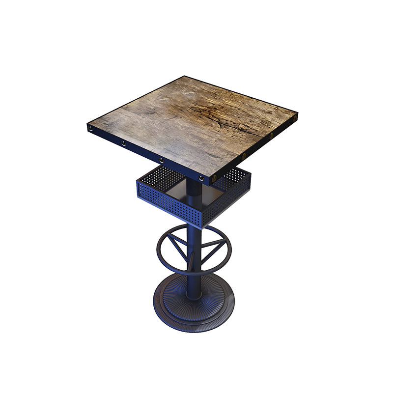 Industrial Metal Bistro Accent Dining Table Brown Bar Table with Storage