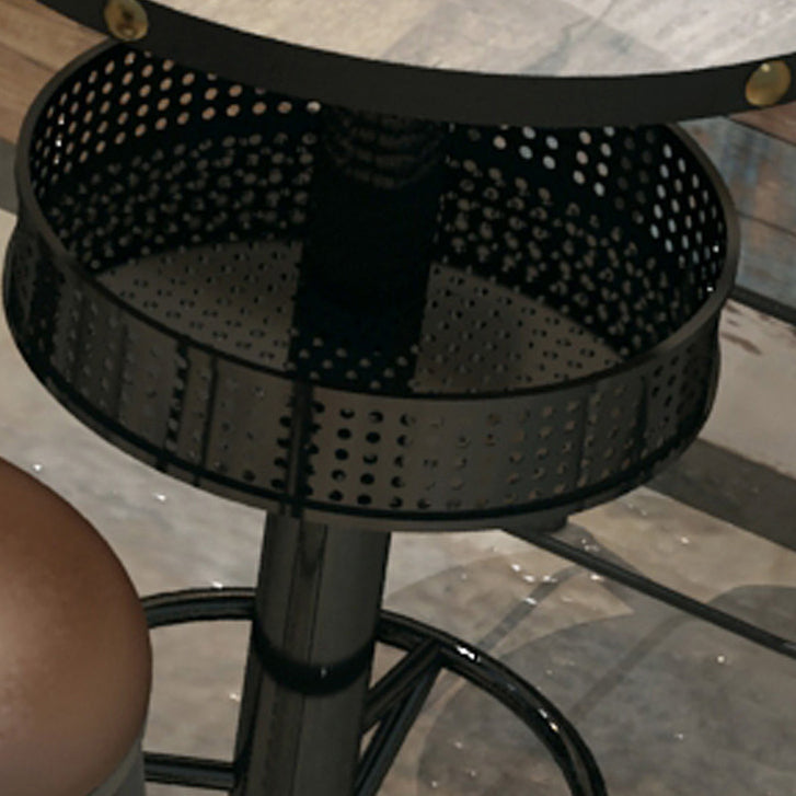 Industrial Metal Bistro Accent Dining Table Brown Bar Table with Storage