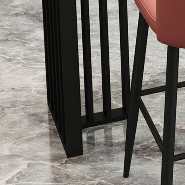 Contemporary Bar Table Stone Top Black double Pedestal Bar Table
