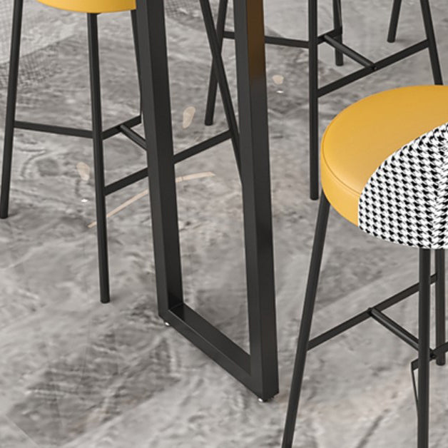 Industrial Bar Table Stone Top Carbon Steel Pedestal Bar Table