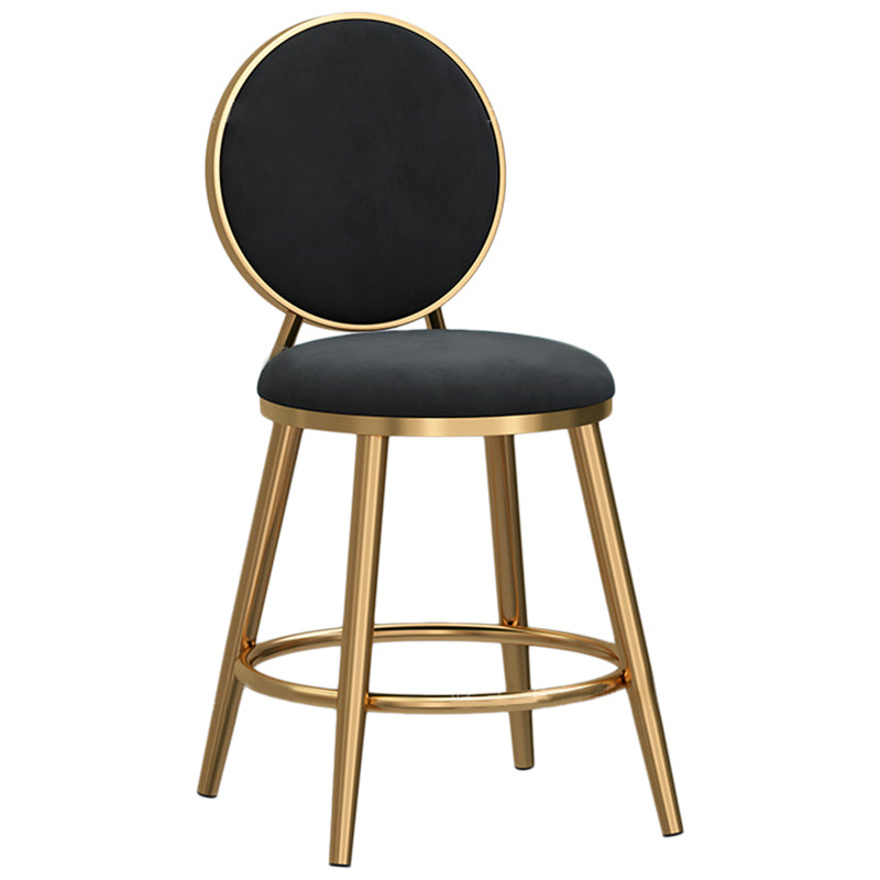 Glam Velvet Bar Stool Low Back Footrest Round Indoor Counter and Bar Stool
