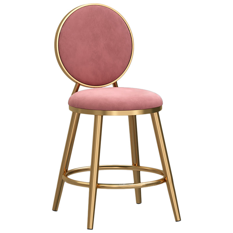 Glam Velvet Bar Stool Low Back Footrest Round Indoor Counter and Bar Stool