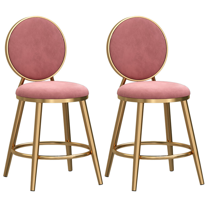 Glam Velvet Bar Stool Low Back Footrest Round Indoor Counter and Bar Stool