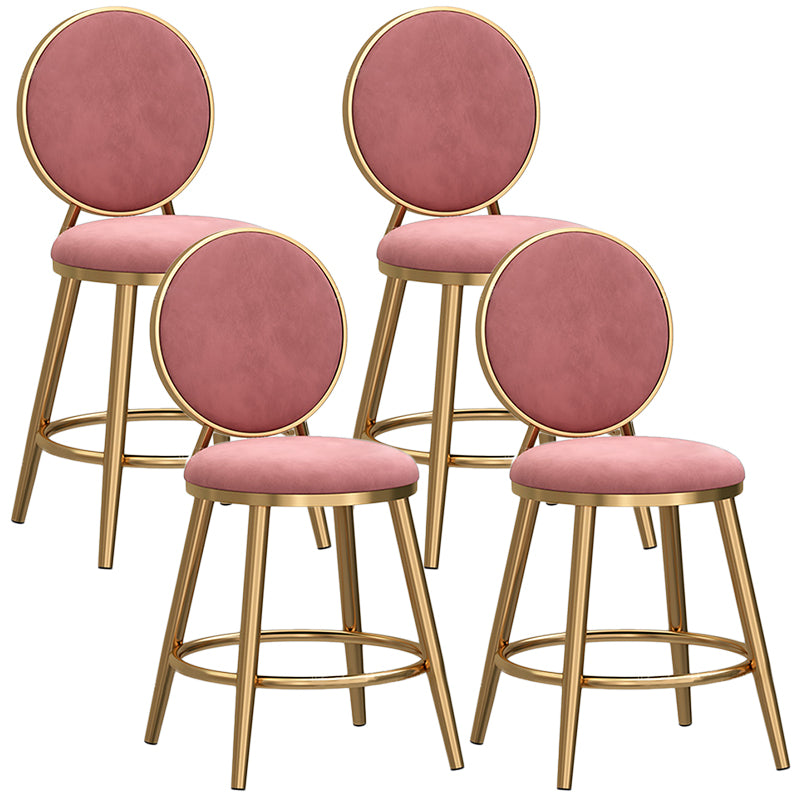 Glam Velvet Bar Stool Low Back Footrest Round Indoor Counter and Bar Stool