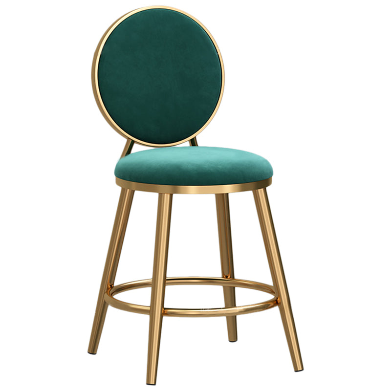 Glam Velvet Bar Stool Low Back Footrest Round Indoor Counter and Bar Stool