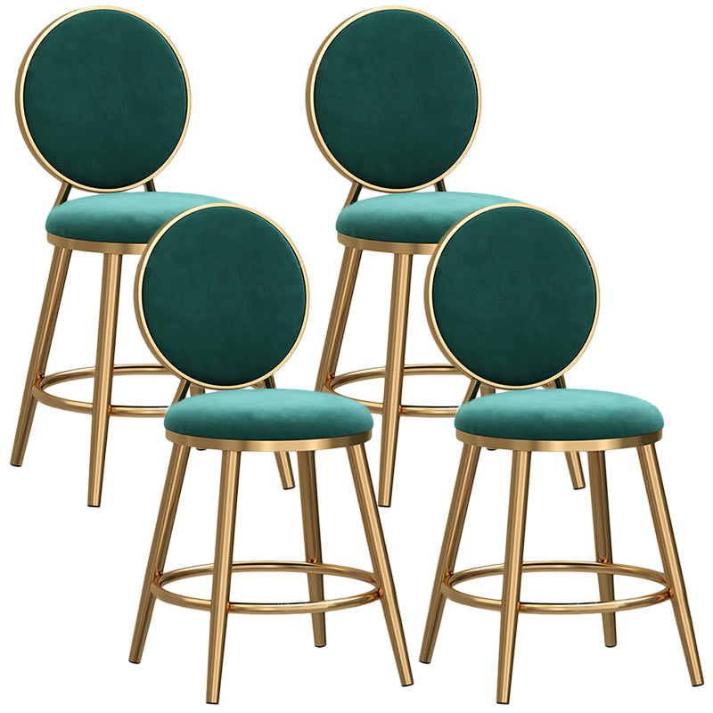 Glam Velvet Bar Stool Low Back Footrest Round Indoor Counter and Bar Stool