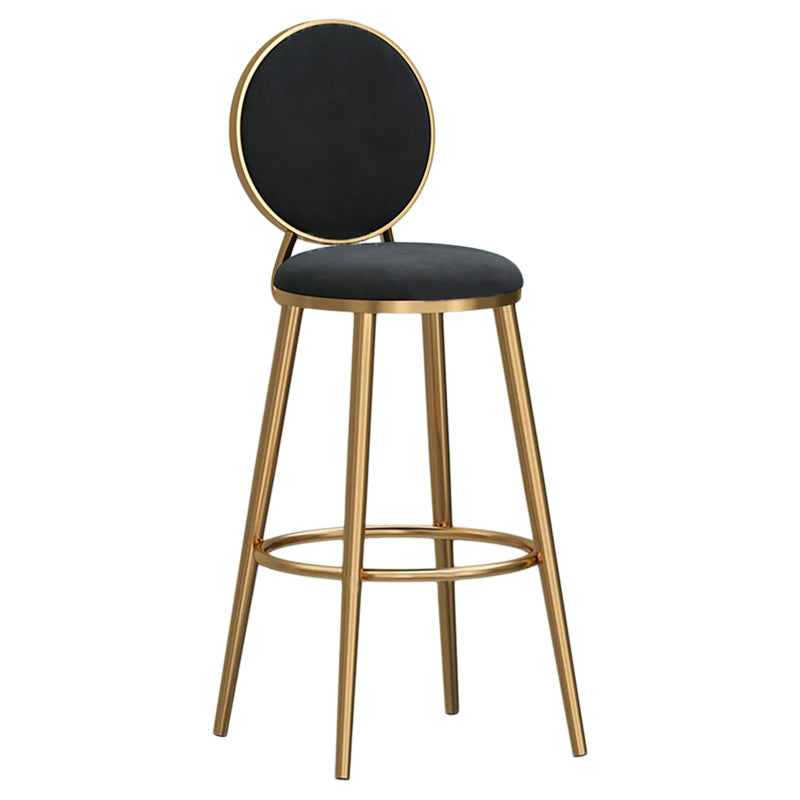 Glam Velvet Bar Stool Low Back Footrest Round Indoor Counter and Bar Stool