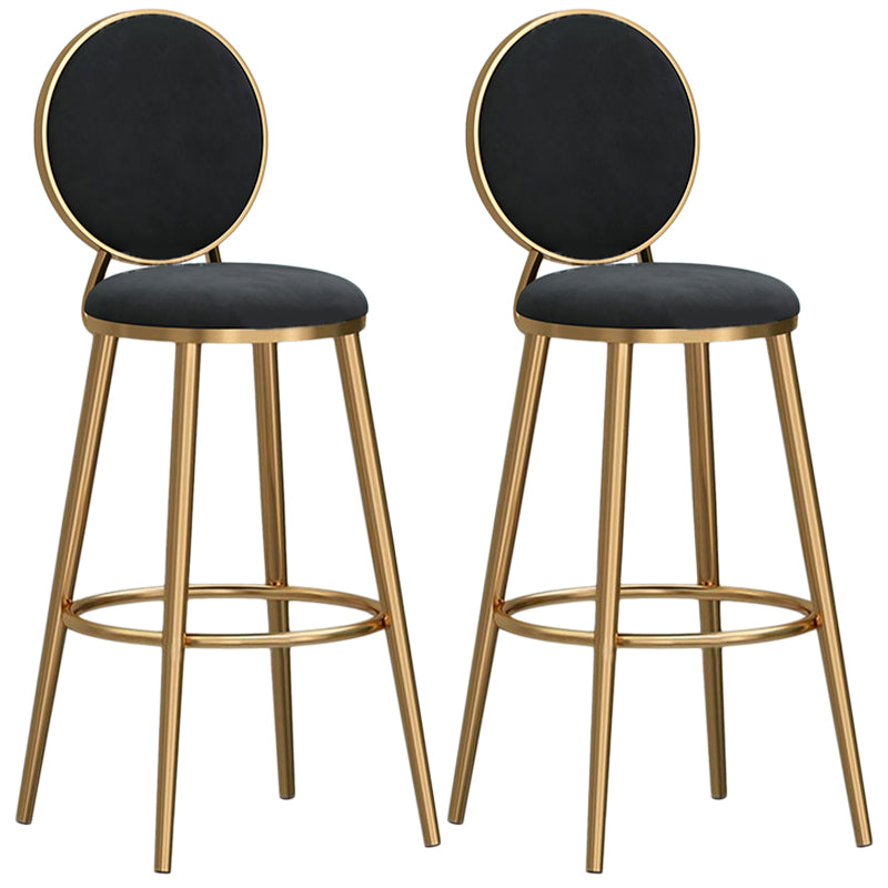 Glam Velvet Bar Stool Low Back Footrest Round Indoor Counter and Bar Stool