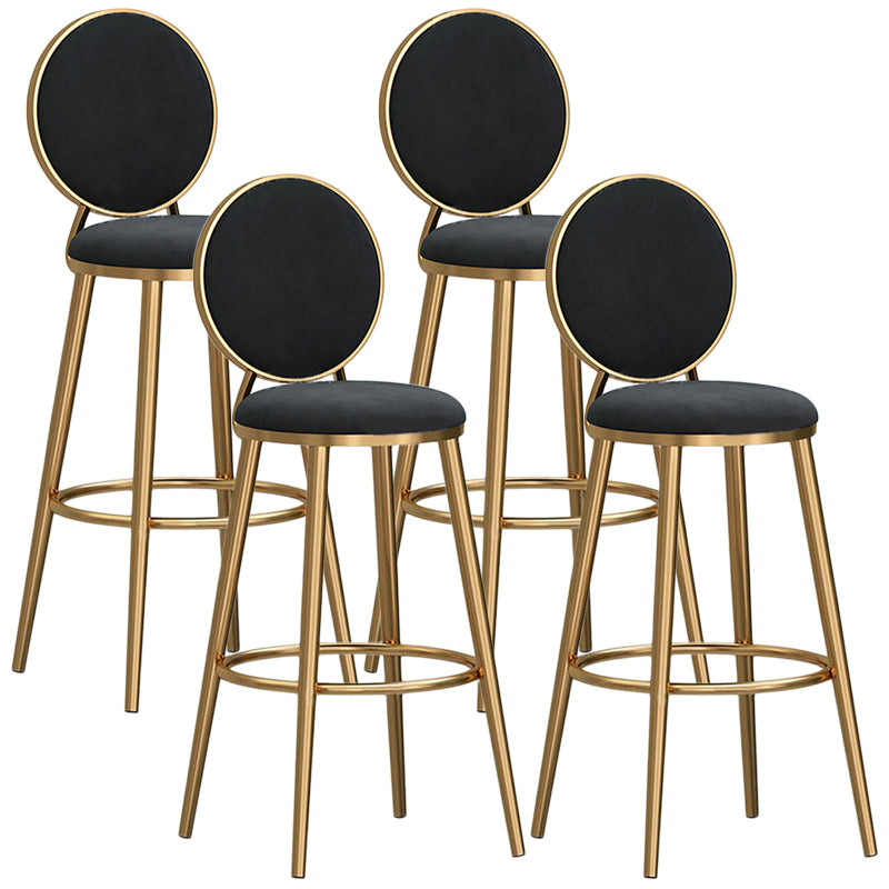Glam Velvet Bar Stool Low Back Footrest Round Indoor Counter and Bar Stool