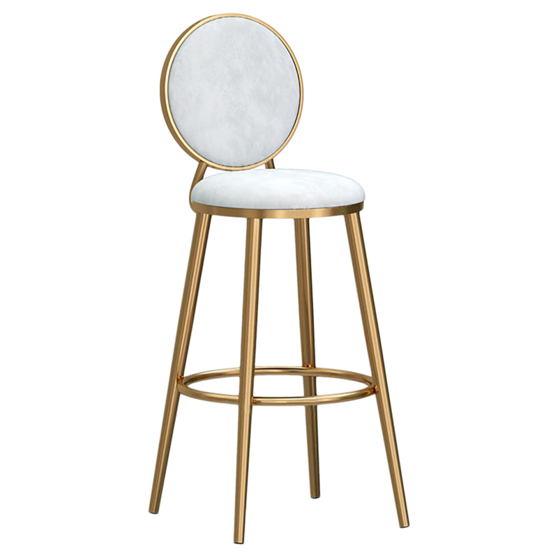 Glam Velvet Bar Stool Low Back Footrest Round Indoor Counter and Bar Stool