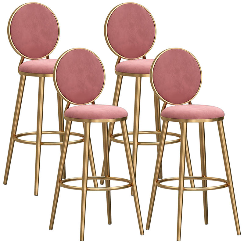 Glam Velvet Bar Stool Low Back Footrest Round Indoor Counter and Bar Stool