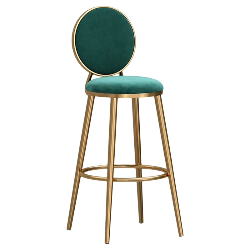 Glam Velvet Bar Stool Low Back Footrest Round Indoor Counter and Bar Stool