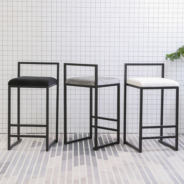 Modern Rectangle Bar Stool Backrest Footrest Counter Stool with Velvet Cushion