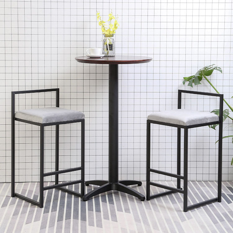 Modern Rectangle Bar Stool Backrest Footrest Counter Stool with Velvet Cushion