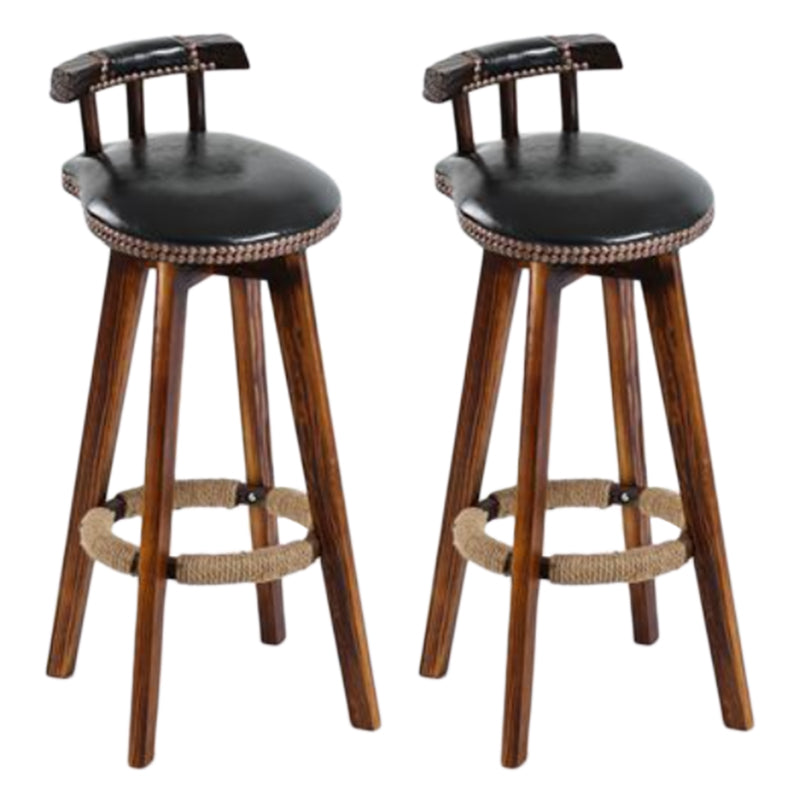 Tradition Backrest Armless Counter Stool Wood Household Bar Stool with Leather Cushion