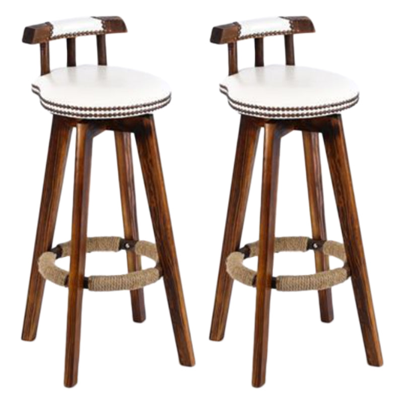 Tradition Backrest Armless Counter Stool Wood Household Bar Stool with Leather Cushion