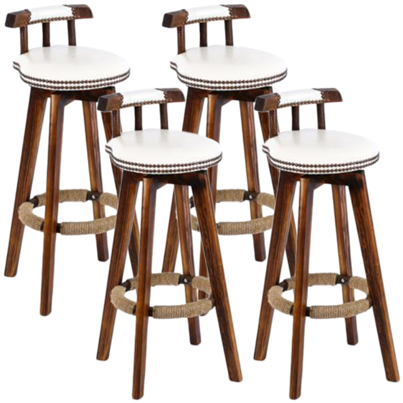 Tradition Backrest Armless Counter Stool Wood Household Bar Stool with Leather Cushion