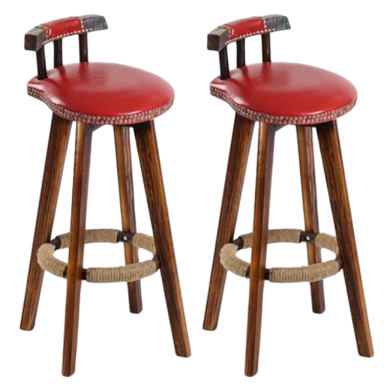 Tradition Backrest Armless Counter Stool Wood Household Bar Stool with Leather Cushion