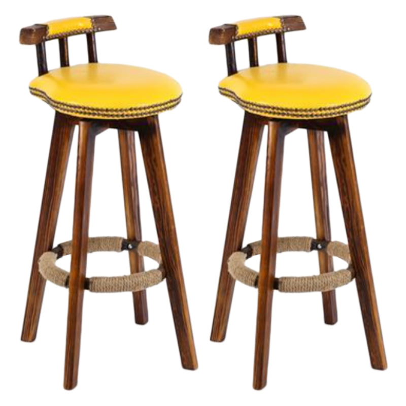 Tradition Backrest Armless Counter Stool Wood Household Bar Stool with Leather Cushion