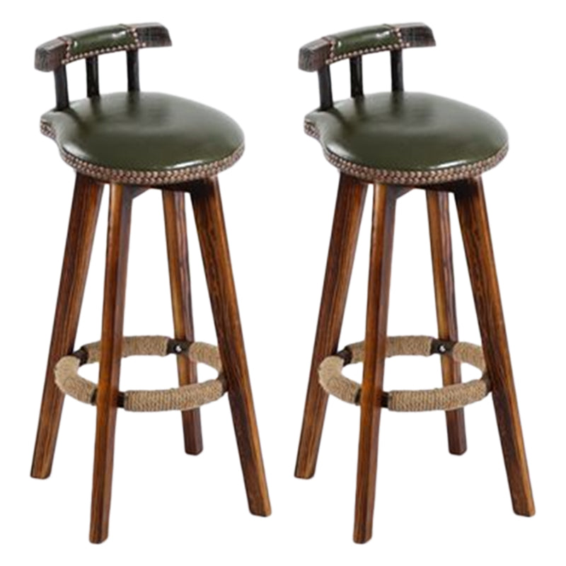 Tradition Backrest Armless Counter Stool Wood Household Bar Stool with Leather Cushion