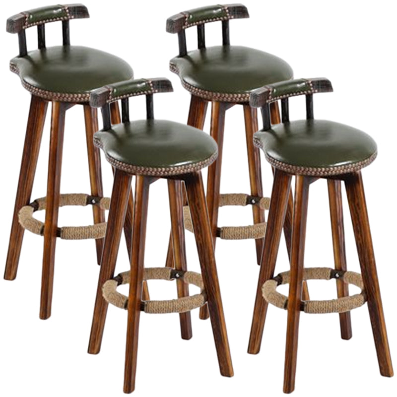 Tradition Backrest Armless Counter Stool Wood Household Bar Stool with Leather Cushion