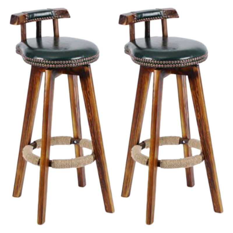Tradition Backrest Armless Counter Stool Wood Household Bar Stool with Leather Cushion