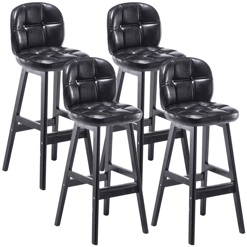 Indoor Bar Stool Modern Rectangular Backrest Counter Stool with Wood Legs