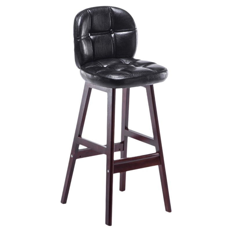 Indoor Bar Stool Modern Rectangular Backrest Counter Stool with Wood Legs