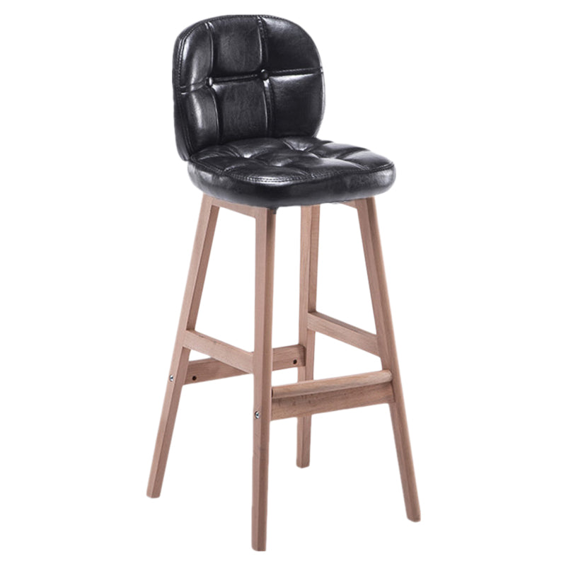 Indoor Bar Stool Modern Rectangular Backrest Counter Stool with Wood Legs